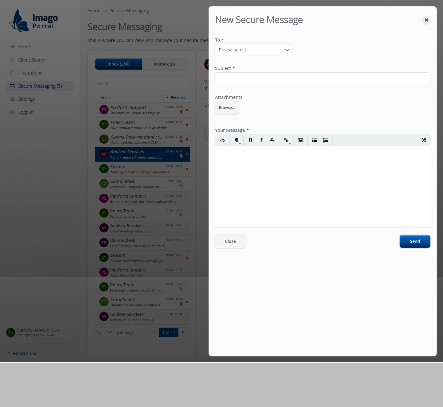 SecureMessaging > 04 New Message Dialog